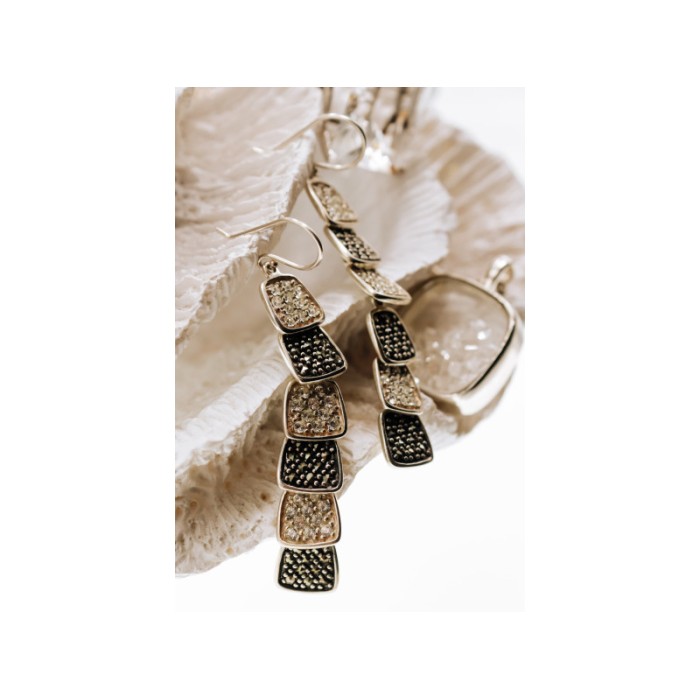 925 Sterling Silver CZ & Marcasites Earrings