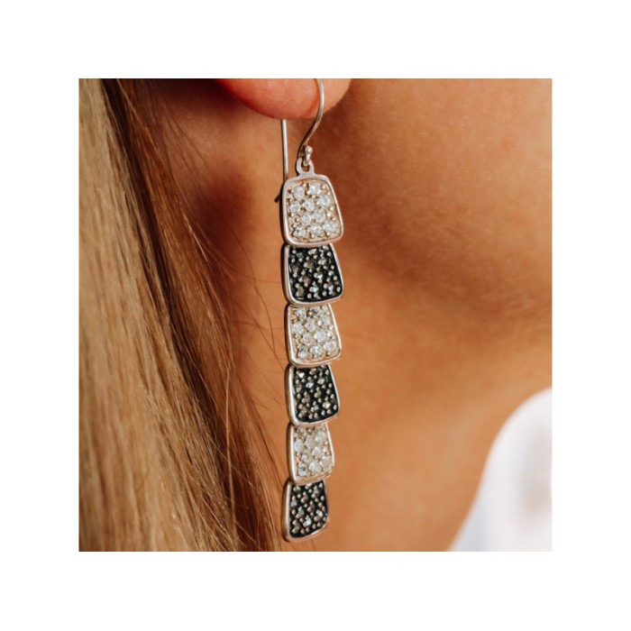 925 Sterling Silver CZ & Marcasites Earrings