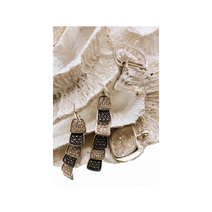 925 Sterling Silver CZ & Marcasites Earrings