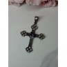 925 Sterling Silver Amethyst Cross Length 2.2 In