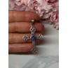 925 Sterling Silver Amethyst Cross Length 2.2 In