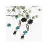 925 Sterling Silver Onyx, Opal & CZ Earrings