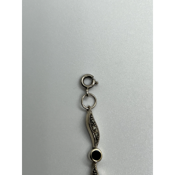 925 STERLING SILVER AGATE & MARCASITE BRACELET