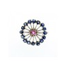 925 Sterling Silver Iolite & Pink Topaz Ring Size 6