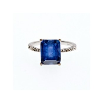 925 Sterling Silver Sapphire Ring Size 8