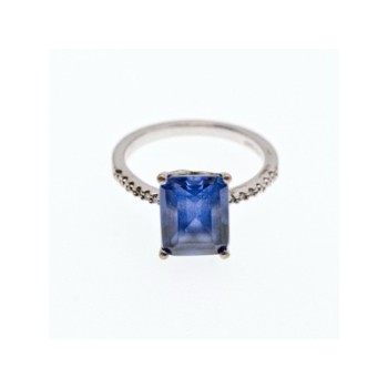 925 Sterling Silver Sapphire Ring Size 8
