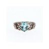 925 Sterling Silver Blue Spinel & CZ Ring Size 6.5