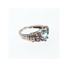 925 Sterling Silver Blue Spinel & CZ Ring Size 6.5