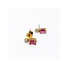 925 Sterling Silver Gold Plated Pink Topaz & Diamond Stud Earrings