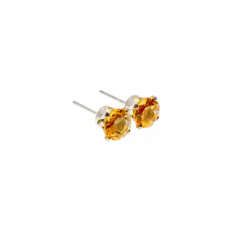925 Sterling Silver Citrine Stud Earrings
