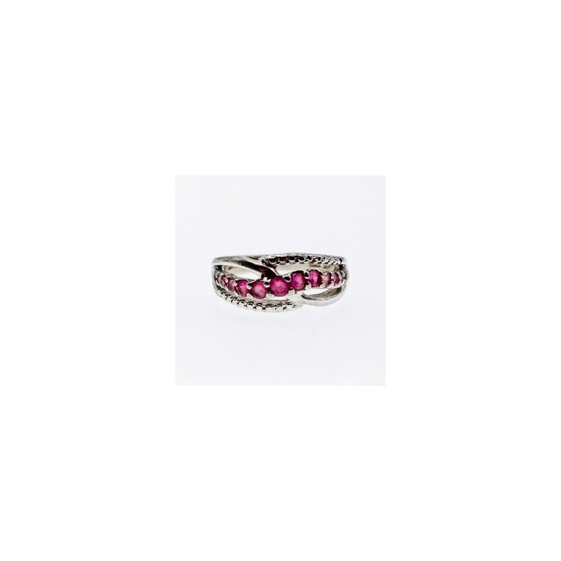 925 Sterling Silver Pink Spinel Ring Size 7.25