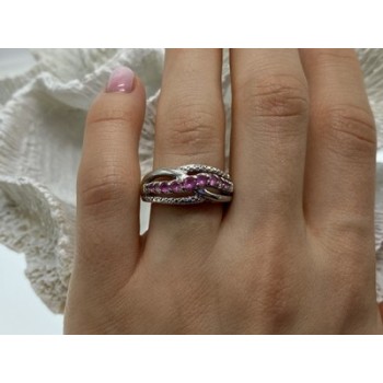 925 Sterling Silver Pink Spinel Ring Size 7.25