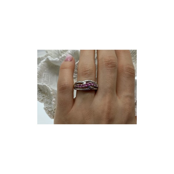 925 Sterling Silver Pink Spinel Ring Size 7.25