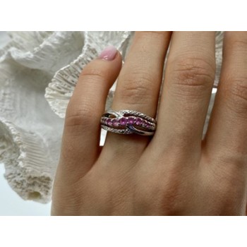 925 Sterling Silver Pink Spinel Ring Size 7.25