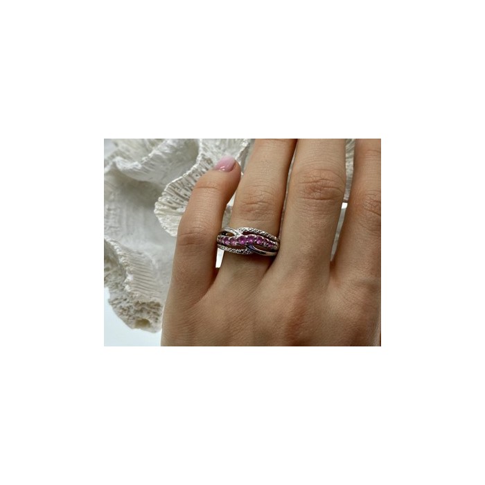 925 Sterling Silver Pink Spinel Ring Size 7.25