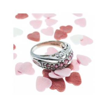 925 Sterling Silver Pink Spinel Ring Size 7.25
