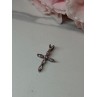 925 Sterling Silver Morganite & CZ Cross Length 1.1 In
