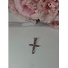 925 Sterling Silver Morganite & CZ Cross Length 1.1 In