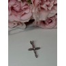 925 Sterling Silver Morganite & CZ Cross Length 1.1 In