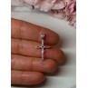 925 Sterling Silver Morganite & CZ Cross Length 1.1 In
