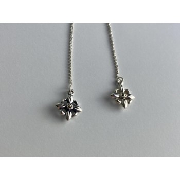 925 Sterling Silver Marcasites Threader Earrings