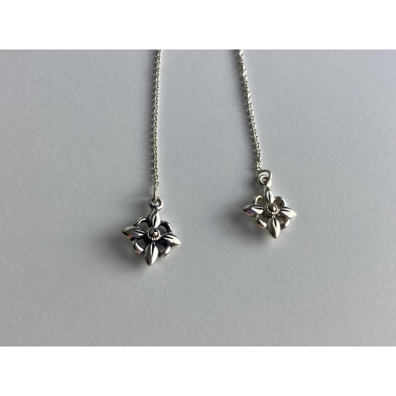 925 Sterling Silver Marcasites Threader Earrings