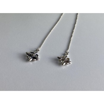 925 Sterling Silver Marcasites Threader Earrings