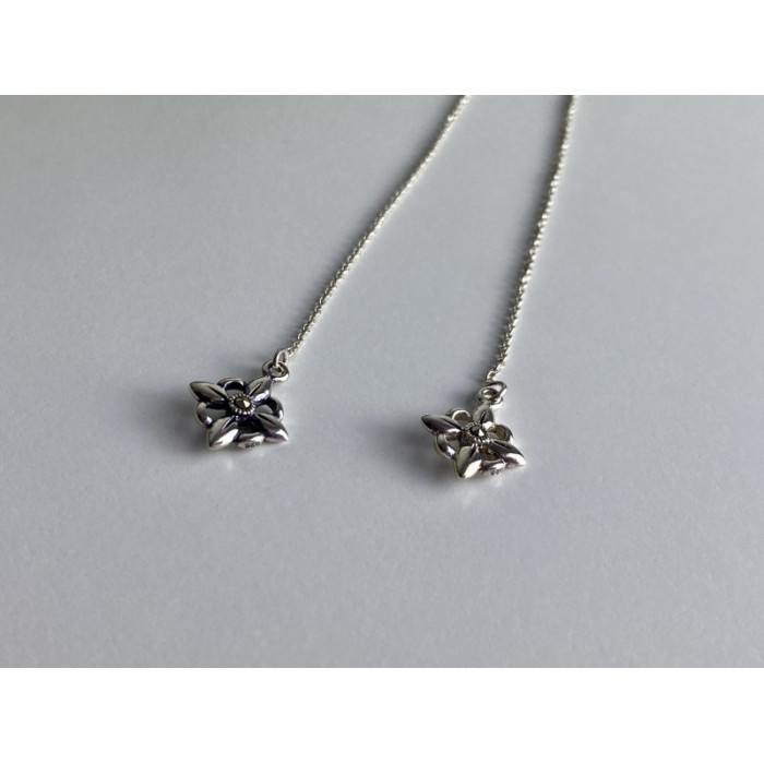 925 Sterling Silver Marcasites Threader Earrings