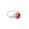 925 Sterling Silver Red Spinel & CZ Ring Size 7