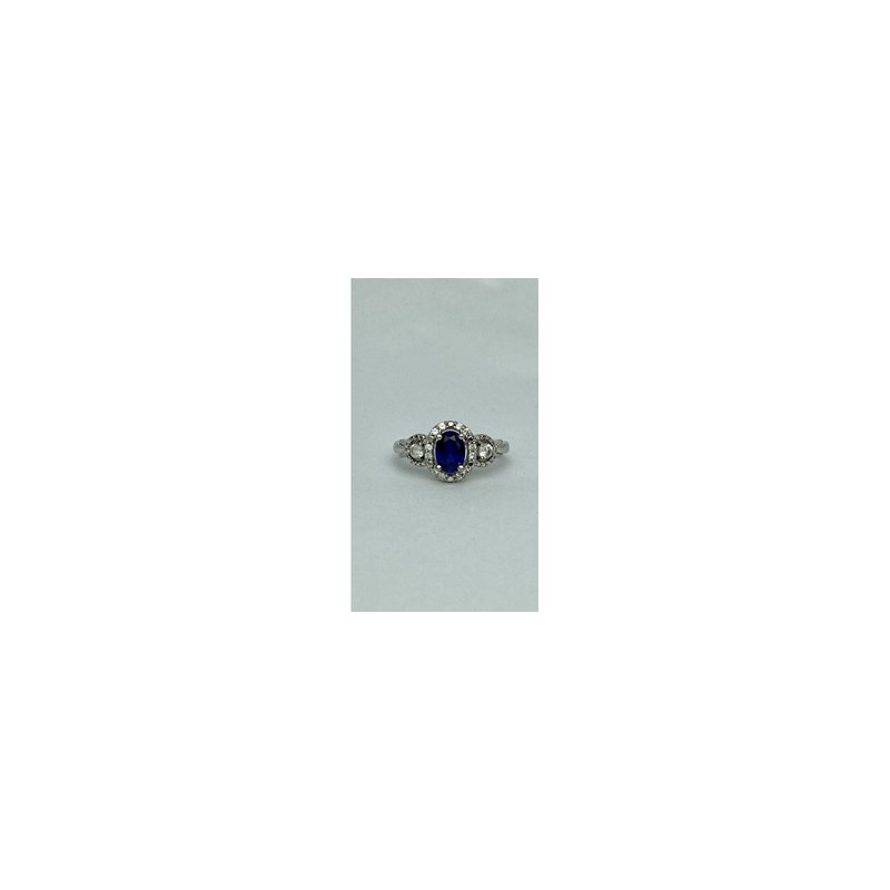 925 Sterling Silver Blue & White Sapphire 