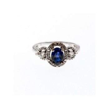 925 Sterling Silver Blue & White Sapphire 
