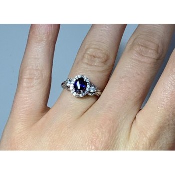 925 Sterling Silver Blue & White Sapphire 