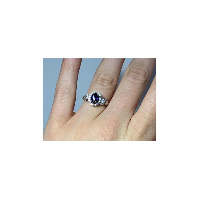 925 Sterling Silver Blue & White Sapphire 