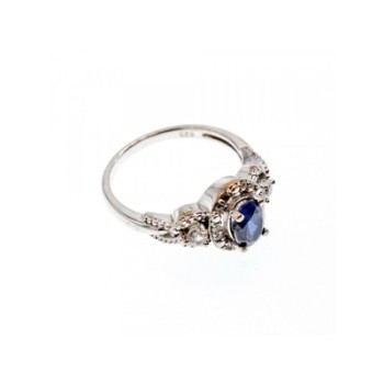 925 Sterling Silver Blue & White Sapphire 