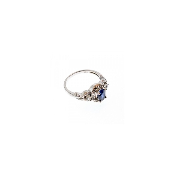 925 Sterling Silver Blue & White Sapphire 