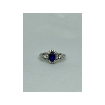 925 Sterling Silver Blue & White Sapphire 