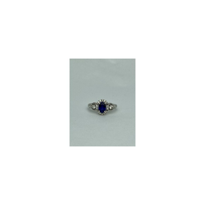 925 Sterling Silver Blue & White Sapphire 