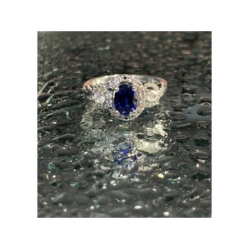925 Sterling Silver Blue & White Sapphire 
