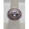 925 Sterling Silver With Amethyst & Quartz On Enamel Ring Size 7.5
