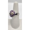 925 Sterling Silver With Amethyst & Quartz On Enamel Ring Size 7.5
