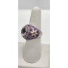 925 Sterling Silver With Amethyst & Quartz On Enamel Ring Size 7.5