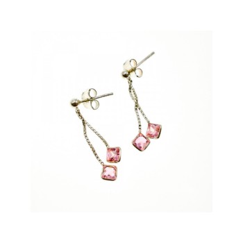 925 Sterling Silver Pink CZ Earrings