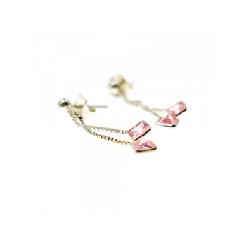 925 Sterling Silver Pink CZ Earrings