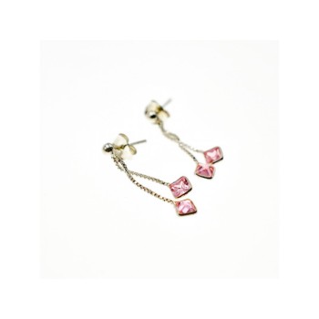 925 Sterling Silver Pink CZ Earrings