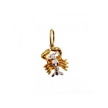 14K YELLOW & WHITE GOLD CANCER PENDANT