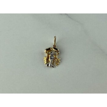 14K YELLOW & WHITE GOLD CANCER PENDANT