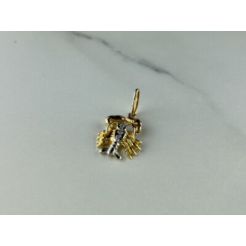 14K YELLOW & WHITE GOLD CANCER PENDANT