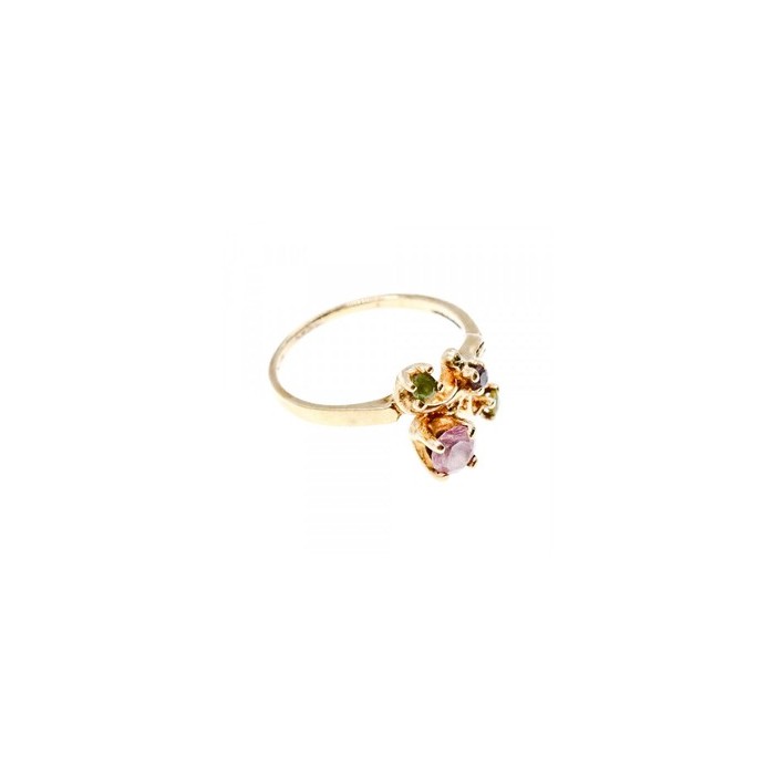 14K YELLOW GOLD  MORGANITE, IOLITE, PERIDOT & CITRINE RING SIZE 11