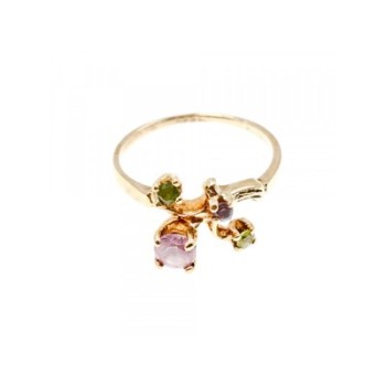 14K YELLOW GOLD  MORGANITE, IOLITE, PERIDOT & CITRINE RING SIZE 11