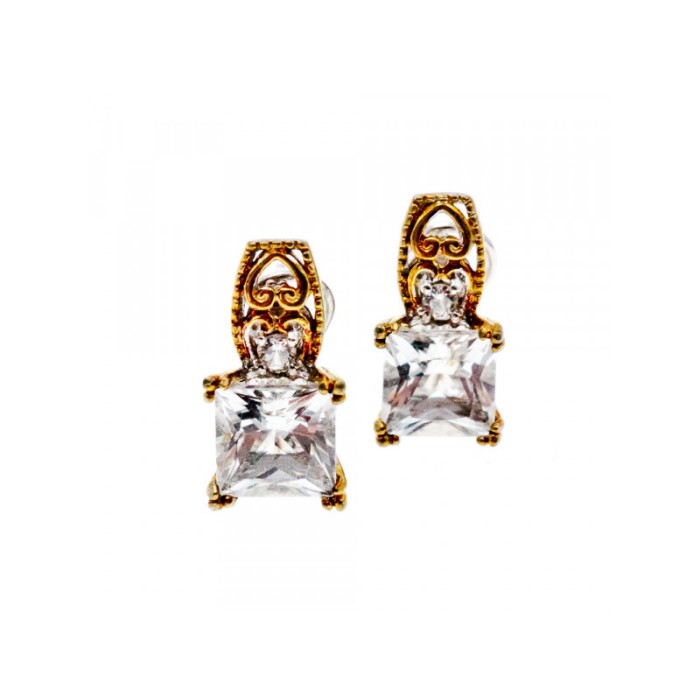 925 STERLING SILVER GOLD PLATED WHITE TOURMALINE (ACHROITE) EARRINGS